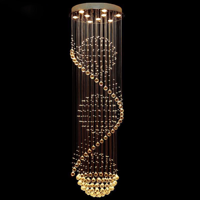 Modern Luxury  LED Crystal Pendant Lights  Duplex Staircase K9 Crystal Lights Villa Engineering Lights Crystal Pendant Lights