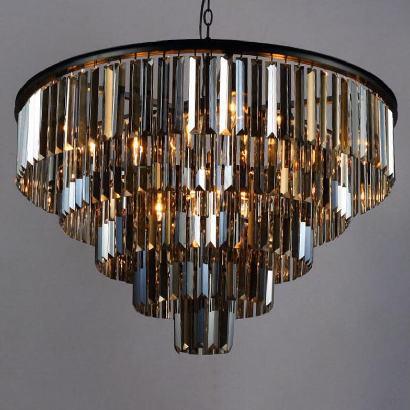 Modern LED Crystal Chandeliers Luminaria Hotel Lobby Black  Round  Luxury Chandelier for Living Bedroom Decoration
