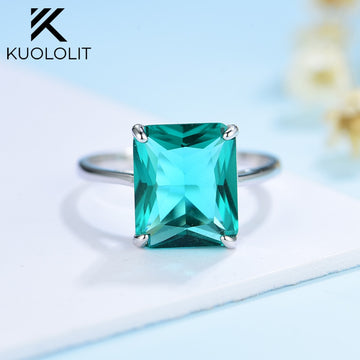 Kuololit Stock Clearance Morganite Gemstone Rings for Women 925 Sterling Silver Ring Wedding Engagement Fine Jewelry