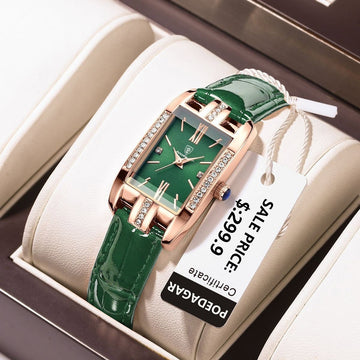 POEDAGAR Fashion Quartz Watch for women /Luxury Elegant  Waterproof watch with Leather Band and Diamond/ Montre Femme Gift