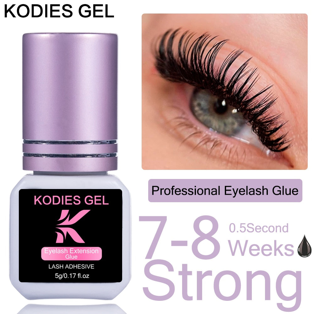 KODIES GEL Extra Strong Eyelash Glue Extension Supplies 5g, 0.5 Second Dry Lash Glue for False Eyelash Waterproof Adhesive Lift