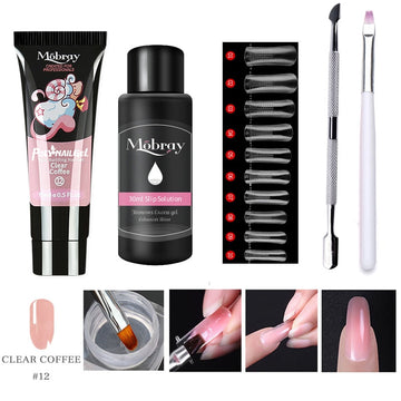 5PCS Poly Extension Gel Set Nail Art French Nail Art / Clear Camouflage Color Nail Tip Form Crystal Nail Gel Slice Brush Nail Gel