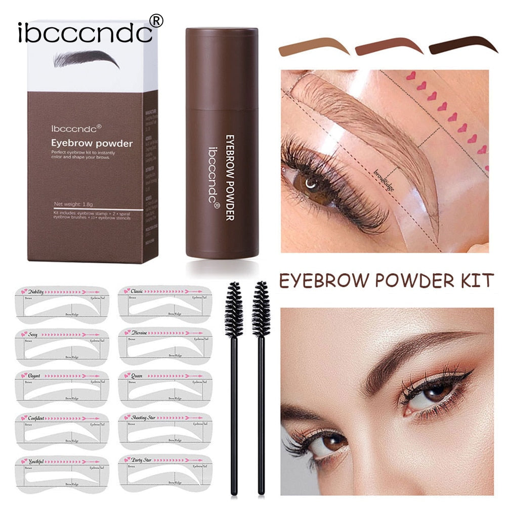 New Eyebrow Stamp Shaping Makeup Waterproof Brow Powder for Eyebrow, 6 Colors