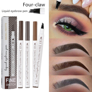 Waterproof Natural Eyebrow Pen Four-claw Eye Brow /Tint Makeup three Colors Eyebrow Pencil/ Brown Black Grey Brush Cosmetics