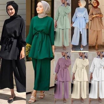 Two-piece Muslim Sets Dress  Kaftans Islamic Clothing Abayas For Women
