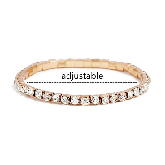 L003 CZ Crystal Bracelet Bangle Stretch Bling Single Row Rhinestones Bracelets For Women