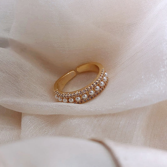 New fashion simple pearl opening ring