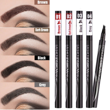 Waterproof Natural Eyebrow Pen/ Four-claw Eye Brow Tint Makeup three Colors Eyebrow Pencil Brown Black Grey Brush Cosmetics