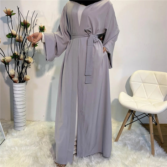 Smooth Silky Elegant pure color Robes Dress for  Muslim Women