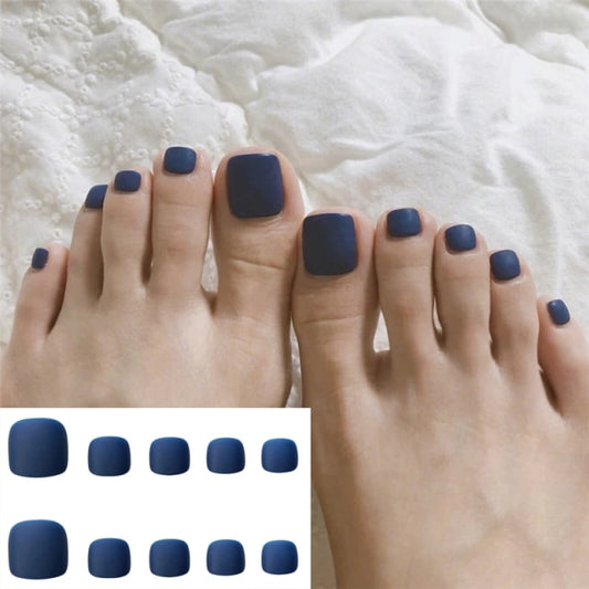24pcs Purple False Toe Nails Summer Full Cover Wearing Toe Nail Art Pattern Removable Nail Stickers With Glue