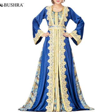 BUSHRA Printed  Elegant Muslim Dress Abaya  2021 Winter