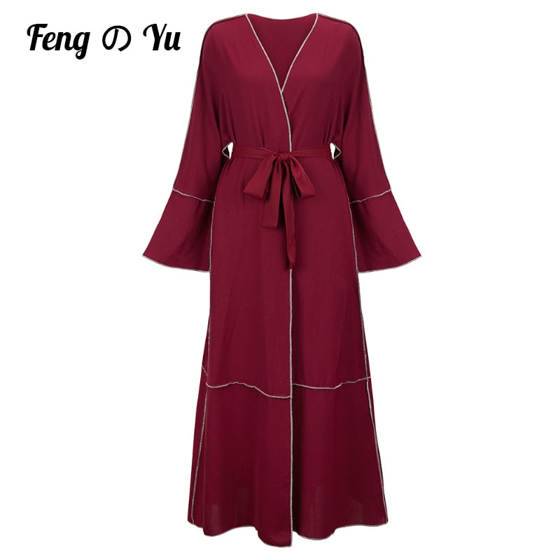 Eid Mubarak Kaftan Dubai Abaya Turkish Muslim  Dress / Patchwork Islamic Clothing Women