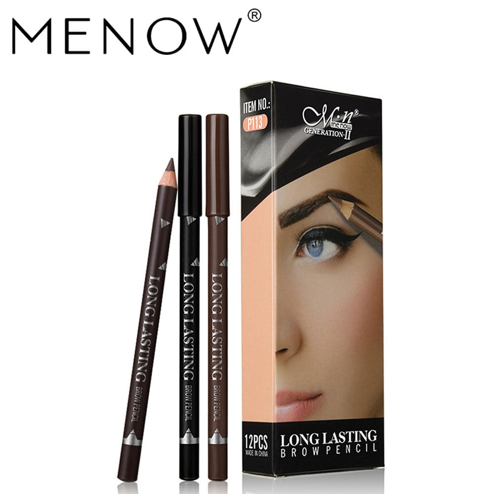 Menow P113 Eyebrow Pencil Waterproof and Sweat proof Beginners  Easy to Wear Makeup Cosmetic Gift