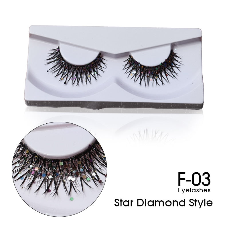 Colorful Wedding Rhinestone Laser High Quality False Eyelashes / TAOLING Extension Makeup Eye Lashes